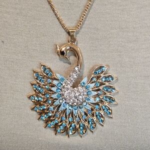 NWT BLUE n GREEN PEACOCK STATEMENT NECKLACE